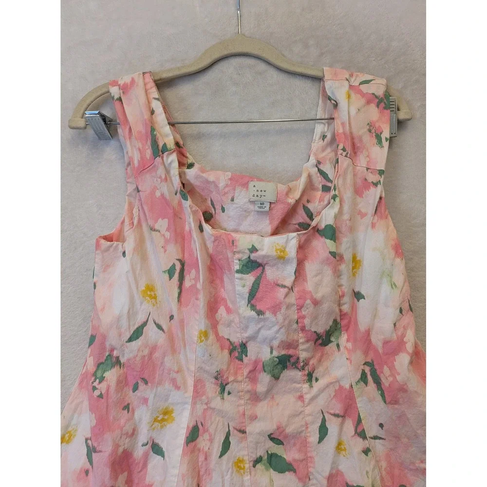 A‎ New Day Girl's Size 10 Floral Print Sleeveless Dress Pink White Green